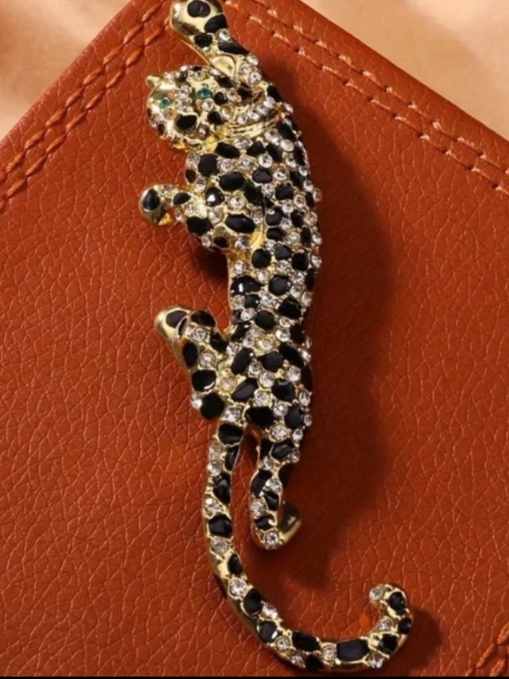 NEW Climbing Leopard Rhinestone Brooch -
Rose Gold Tone Animal Pin Jewelry - Picture 6 of 6